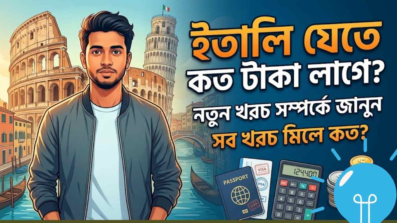 ইতালি যেতে কত টাকা লাগে ২০২৬।  সম্পূর্ণ খরচ, ভিসা